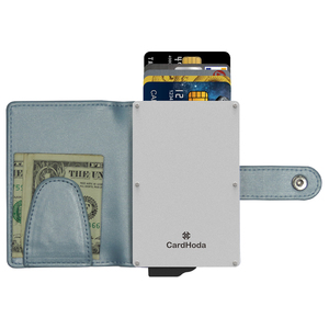 Tarjetero de Aluminio CardHoda con Forro de PU, Bloqueo RFID, Cartera Minimalista Unisex, Cierre Plegable Corto, Clip para Billetes - Product Image 1