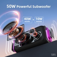 Altavoz Portátil Activo ZEALOT S85 de 50 W, Resistente al Agua IPX6, Sonido Estéreo Potente, Graves Profundos, USB/TF/AUX, Alimentado por Batería, RGB, para Fiestas al Aire Libre