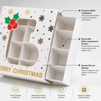 Boîte en papier de style dossier, personnalisable, écologique, pour cadeaux de vacances, avec plusieurs compartiments, finition mate, recyclable