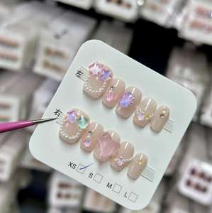 Venta al por mayor 10PCs Golden French Gel Press Nails Beautiful Short Luxury Artificial Nails Custom Design Artificial Press on Nails - Product Image 4