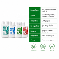 Inhalador Nasal de Menta Natural para Energía y Aromaterapia, Kit Refrescante para Aumentar la Energía y la Concentración