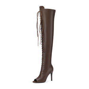 Botas de Baile de <span class=keywords><strong>Jazz</strong></span> para Mujer con Cordones y Diseño de Boca de Pescado, Tacones Altos, Elásticas, por Encima de la Rodilla, Zapatos de Baile de <span class=keywords><strong>Jazz</strong></span> - Product Image 5