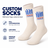 Chaussettes basses personnalisées Off White avec motif bleu et texte rouge, ajoutez vos couleurs et texte de logo, faible MOQ