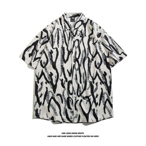 Camisa de Verano para Hombre, Tejida, Holgada, Delgada, Estampado Digital Hawaiano, Transpirable, Cuello Abotonado, Manga Corta, Casual, para Vacaciones en la Playa, para Parejas, OEM - Product Image 1
