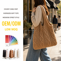 Sac à bandoulière en tricot texturé motif feuille d'ivoire pour femme, sac à main souple tendance, sac fourre-tout au crochet texturé, logo personnalisé, vente en gros, usine OEM