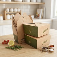 Boîtes alimentaires à emporter carrées en kraft doré, compatibles micro-ondes, 49 oz, résistantes aux fuites et à la graisse, pour restaurants, traiteurs et événements