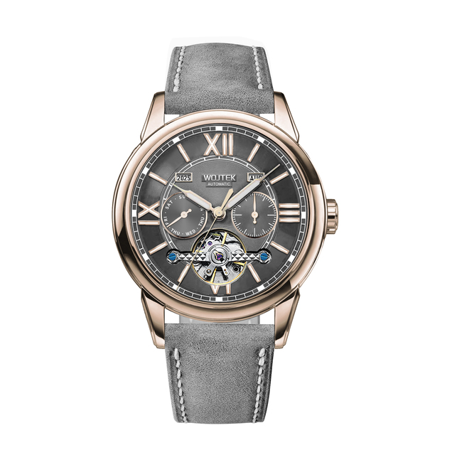 Top Brand Luxury Men Mechanical Automatic Clock Suede Leather Strap Sport Watches 3 Sub-dials Tourbillon Watch