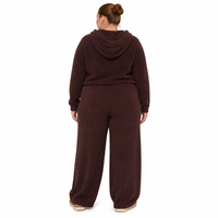 Pantalon en tricot pour femme avec logo personnalisé, tricoté, doux, à jambes larges, couleur unie, décontracté, mode hiver, en polyamide, fabrication OEM & ODM