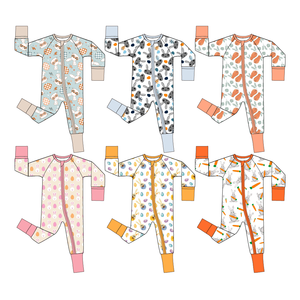 WEIWEI Venta al por Mayor, Pijamas de Bambú con Estampado Personalizado para Niños y Niñas, Manga Larga, Conjunto de Ropa con Cierre, Caja Misteriosa de Pascua - Product Image 1