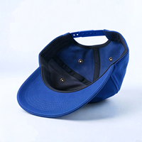 Casquette 5 panneaux à profil bas de haute qualité, design personnalisé OEM, petite visière incurvée, casquettes bleues avec logo brodé en 3D