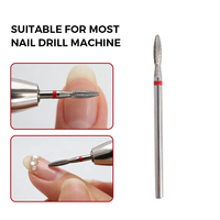 SHUANGJIA H0209S Vente en gros Mini fraise à ongles en carbure de tungstène, forme flamme, 6mm, coupe en croix, grain fin, pour ponceuse électrique à cuticules