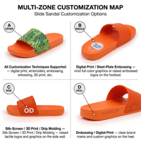 Sandales à enfiler personnalisées avec logo, à bout ouvert et amorti, pour hommes et femmes, en PVC et EVA, OEM, marque privée, emballage personnalisé