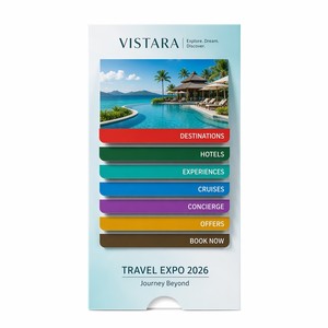 Tarjeta de agenda para reuniones corporativas con pestañas de sesiones en cascada, biografías de los oradores, detalles de las sesiones en grupo y mapas del lugar - Product Image 4