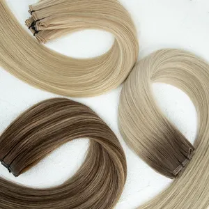 LeShine Russian Hair Thin Invisible Genius Weft Hair Extensions Double Drawn Human Hair Genius Weft
