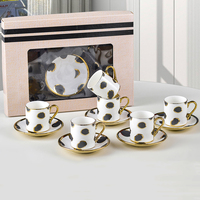 Vente en gros Coffret cadeau Tasse à café turque de luxe en porcelaine Tasse à thé espresso latte Tasses et soucoupe en céramique Lot de 6