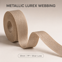 Ruban tissé Lurex métallique 25mm 38mm Or Argent Brillant en Polyester PP pour Sacs et Accessoires Vestimentaires