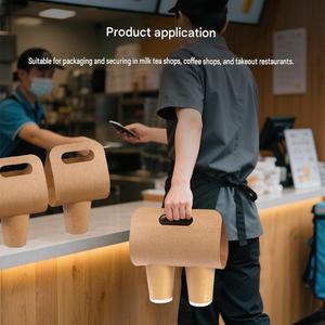 <b>Disposable</b> Kraft Paper Coffee <b>Cup</b> Carrier Single Double <b>Cup</b> Holder Takeaway Coffee <b>Cup</b> Tray Foldable Handheld Drink <b>Cup</b> Carrier - Product Image 3