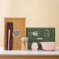 Logo personnalisé Set de 7 pièces en céramique Set de fouets en bambou Bol à matcha Chawan Outils à matcha