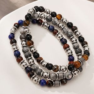 Lapis Lazuli ลูกปัดยืดได้หลากสีทำด้วยมือสร้อยข้อมือหินธรรมชาติหลากสีสำหรับเป็นของขวัญ - Product Image 1