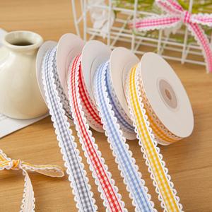 Ruban à bordure picot gingham classique de 1,5 cm, couleur personnalisée, pour emballage de boîtes cadeaux de luxe et décoration de fêtes, 10 yards/rouleau - Product Image 1