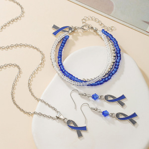 Collana Joker stile europeo americano Love Milk Blue napon a goccia di olio ciondolo perlina bracciale Set lega moda nicchia - Product Image 6