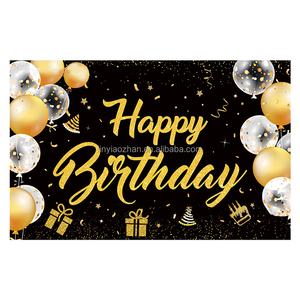 110*180cm noir or étanche Polyester bannière drapeaux 30e 40e 50e joyeux <span class=keywords><strong>anniversaire</strong></span> fête fournitures bienvenue porche signe - Product Image 1