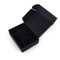 Kit d'emballage cadeau cosmétique de luxe, boîte noire avec papier froissé, autocollants de remerciement, cartes pour marque de maquillage