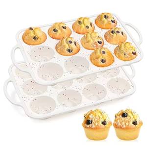 MUYULINS Factory 12-cup LFGB non-stick BPA Free <b>silicone</b> cupcake pan with metal reinforced frame, American-style muffin cake - Product Image 1