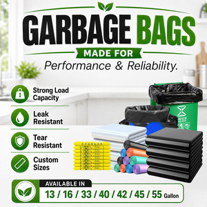 Taiyang Industrial Duty Black Plastic Trash Bags LDPE HDPE <b>Bin</b> Liners Heat-Sealed Waste <b>Refuse</b> Sacks PE Liner Garbage Bag China - Product Image 1