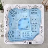 Jacuzzi VIRLUX para 5 Personas con Hidromasaje, Bañera de Acrílico, 69 Jets, Diseño Moderno Cuadrado Independiente para Spa al Aire Libre