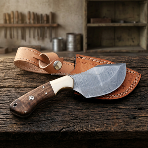 Custom ZR Knives Industrial Grade Handmade Lightweight 1.8oz Damascus Mini <b>Axe</b> Brass Guard <b>Wooden</b> Handle Outdoor Camping Model - Product Image 3