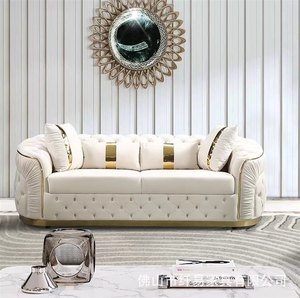Sofá Chesterfield <span class=keywords><strong>de</strong></span> Lujo Europeo con Patas Doradas en Oro Rosa, Tapizado en Terciopelo con Botones, para Sala <span class=keywords><strong>de</strong></span> Estar, Muebles para el Hogar - Product Image 3