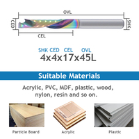 Fraise à compression à une dent en carbure monobloc avec revêtement DLC, à coupe ascendante et descendante, pour routeur CNC, pour acrylique, PVC, bois, plastique