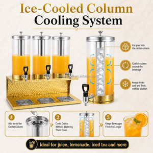 XINGPAI Arabic Hotel Supplies Stainless Steel 3 Tanks Nine Liters Gold Luxury Juice <strong>Dispenser</strong> <strong>Beverage</strong> <strong>Dispenser</strong> - Product Image 2