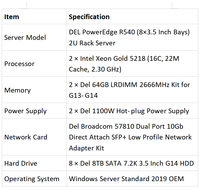 Serveur Rack d'occasion PowerEdge R540 2U pour Stockage, Entreprise, Virtualisation (compatible R240, R340, R540, R640, R740)