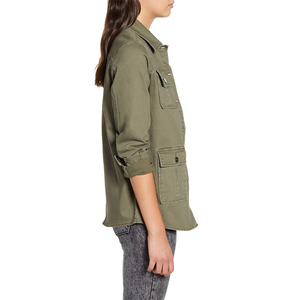 Custom Wholesale Fall Work Wear Female Army Green Pockets Button <strong>Fly</strong> <strong>Jacket</strong> <strong>Women</strong> Twill Cotton Utility Safari <strong>Jacket</strong> - Product Image 4