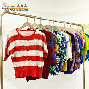 เสื้อสเวตเตอร์ถักโครเชต์แขนสั้นของผู้หญิงเสื้อถักผ้าฝ้ายสไตล์คุณแม่เสื้อฤดูร้อนผสมก้อนเสื้อผ้า<span class=keywords><strong>มือ</strong></span><span class=keywords><strong>สอง</strong></span> - Product Image 2