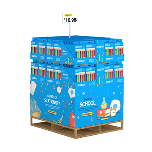 Tùy chỉnh văn phòng phẩm <span class=keywords><strong>Pallet</strong></span> hiển thị các tông với váy & PDQ khay wmt cửa hàng Câu lạc bộ bán lẻ bút chì màu 4 mặt <span class=keywords><strong>Pallet</strong></span> hiển thị - Product Image 1