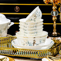 Service de vaisselle en porcelaine fine de Jingdezhen, motif floral, design moderne et épuré, qualité supérieure
