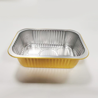 Barquette alimentaire jetable en aluminium doré/argenté de 650 ml, à paroi lisse, personnalisable, avec couvercle