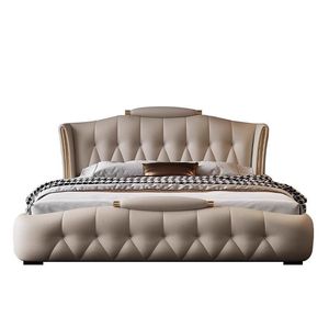 <span class=keywords><strong>Letto</strong></span> <span class=keywords><strong>Matrimoniale</strong></span> Moderno di Lusso in Vera Pelle Trapuntata con Cassetti Laterali Contenitore e Finiture in Metallo Dorato <span class=keywords><strong>per</strong></span> Camera da <span class=keywords><strong>Letto</strong></span> Padronale - Product Image 6