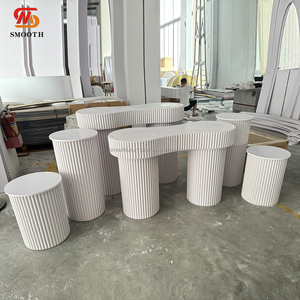 Bandes blanches lisses Ellipse blanc acrylique événements décoration de Table miroir de mariage acrylique décor de Table pour événement fête mariage - Product Image 4