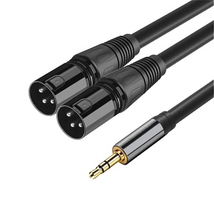 Di alta qualità 3.5mm Stereo Jack Maschio a Dual <span class=keywords><strong>XLR</strong></span> 3pin Maschio <span class=keywords><strong>Aux</strong></span> Audio Cavo del Divisore - Product Image 1