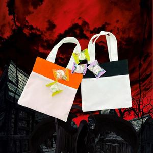 Nouveaux sacs fourre-tout vierges pour bonbons de Halloween pour enfants (garçons et filles) avec couvercles, pour sublimation et impression par transfert thermique - Product Image 1