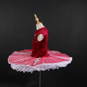 Ropa de Ballet de terciopelo rojo Rojo <span class=keywords><strong>Blanco</strong></span> <span class=keywords><strong>Brillante</strong></span> Tricot Rendimiento Vestido de baile Lentejuelas Escenario Fiesta Ropa de baile - Product Image 3