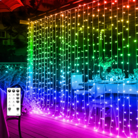 Luces LED RGB para Cortina, 3x3M, Impermeables IP65, Guirnalda de Luces para Decoración de Navidad, Bodas y Fiestas