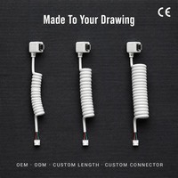 Câble spiralé PUR en cuivre étamé CE avec connecteur mini USB JST 3 broches à angle droit de 1,5 m pour tête d'imprimante de marquage laser