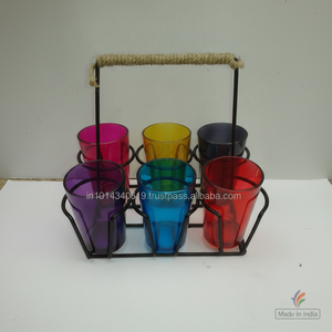 Vasos de té marroquíes con soporte de metal - Product Image 1