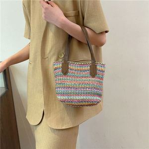 Bolso de Playa de Rafia Tejida, Grande, Natural, para Mujer - Product Image 4