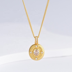 wholesale plata 925 silver geometric 18k gold western necklace Everyday Wear simple women Circle heart zircon Charm necklaces - Product Image 5